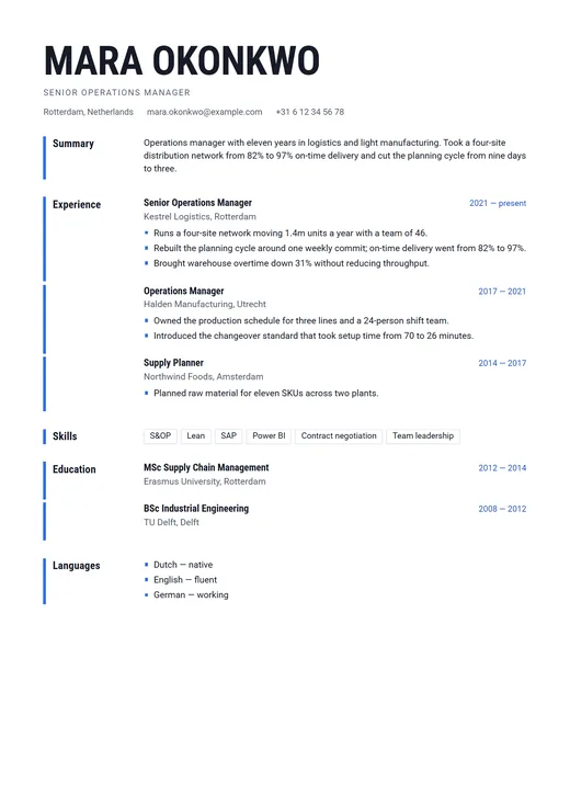 The Metro resume template